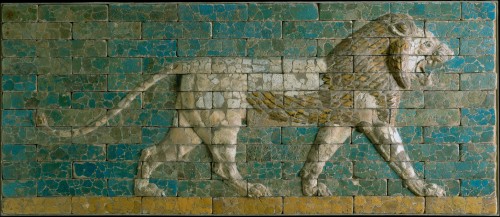 didoofcarthage:Two panels with striding lions from the Processional Way in Babylon Neo-Babylonian, c