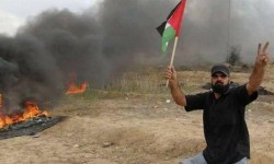 diaspora: Pictured above, Ibrahim Abu Thurya, a 29 year old Palestinian from Gaza protesting along the Gaza border against declaring Jerusalem Israel’s capital.  Ibrahim was murdered today (December 15th) by Israeli forces while protesting along the