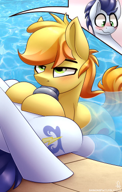 deviousember:  shinonsfw:  That moment when you’re chilling next to a pool and suddenly Braeburn pops out of the water and sucks your dick…  Oh man this would look great animated, wouldn’t it?  WINK WINK NUDGE NUDGE   X: