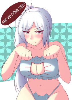 z666ful:  Not yet. Let me put this thing up first. help, YANG! GIVE ME A HAND HERE!! oh wait. NEVERMIND!   oh and also.breastpad.not sorry weiss.i know you wear them.  where is my pen- //slapped  :V last cat lingerie spam. i am done. 