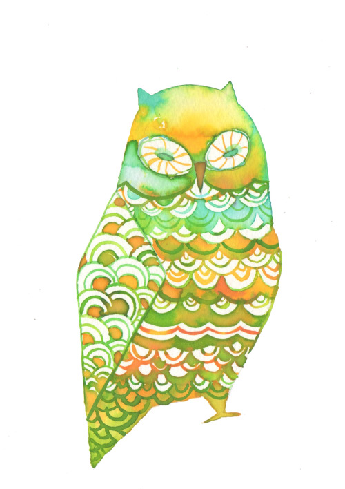 pinwheelbunny:  All of my owl paintings together~ I think I’ll make some into prints. 