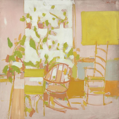 Porch   -    Alex Katz ,  1958American, b.1927-oil on masonite , 28 x 28 in. (71.1 x 71.1 cm.)