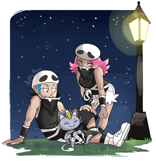 artsy-theo:Route 17 Skull Grunts (with Nani the Meowth)