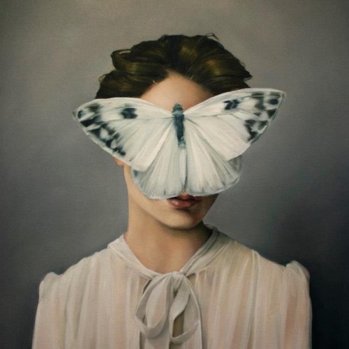 Amy Judd (British, b. 1980, Sandwich, Kent, England) - Silent Butterfly  Paintings: Oil on Canvas