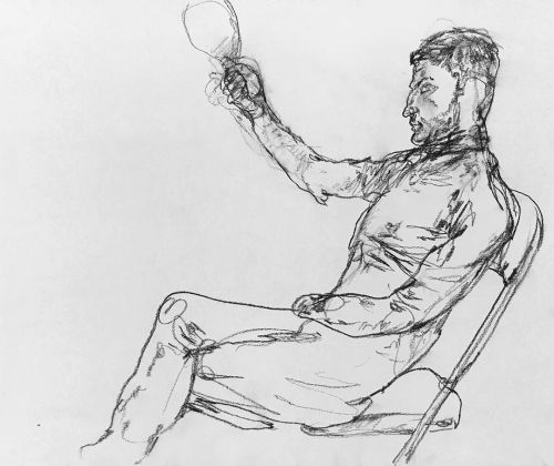 He closed his eyes every time he lifted his paddle and bid it higher, a study made in a Sothebys NY 