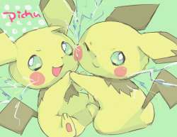 alternative-pokemon-art:ArtistThe Pichu brothers by request.