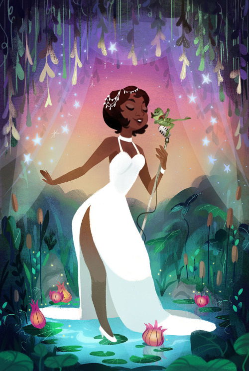 “Sunset Rhapsody”My Princess and the Frog piece for the Ron & John Tribute Art Show at Gallery N