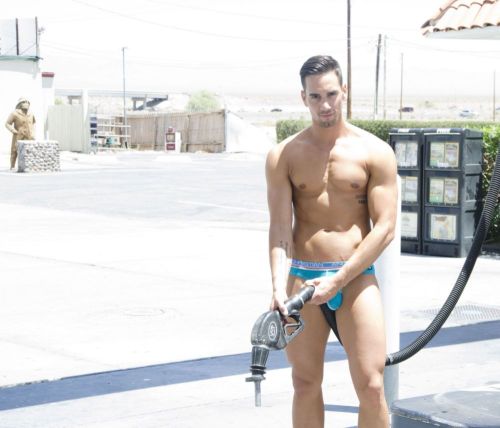 andrewchristian:  Andrew Christian Models at the Gas Station on the way to Vegas, from the new video “Meet Me In Vegas” http://www.andrewchristian.com/socialvideos/meet-me-in-vegas/