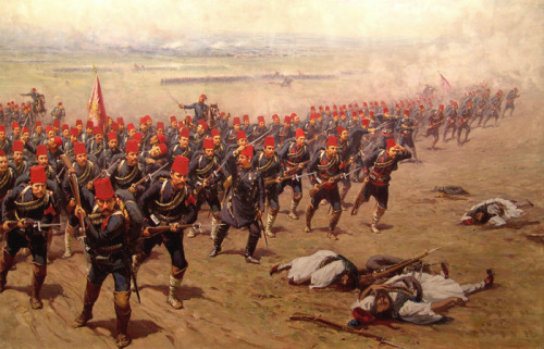 Ottoman soldiers charge during the Greco-Turkish War, 1897.