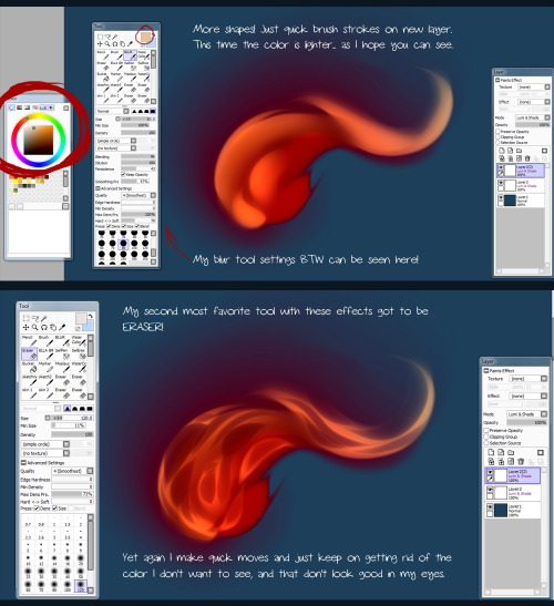grypwolf:  … AND THAT IS THE WAY I MAKE FIRE! Simple and messy “how to gry”.I will add quick smoke tutorial / step by step too Just wait. \o/EDIT: Sorry for small images >8C I am not good with tumblr image sizes and I have never understood them.