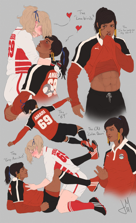 gloriousdownfall: Celebrating the end of the Summer Games event with some light soccer Pharmercy ft. Lucio(the best boi). Im a big soccer fan so Fareeha’s lucioball tag got me hype af plus Mercy’s VA totes believes Angela plays soccer, I just had