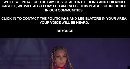 THE HOME PAGE OF BEYONCE.COM#BLACKLIVESMATTER #FEARISNOTANEXCUSEHere are 15 things your city can do 