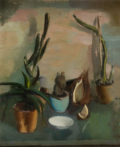 cactus-in-art:Frederick B. Serger (American, 1889-1965)Still life with cactus