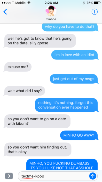 shinee texts :: Minho thinks you like another member but you like him