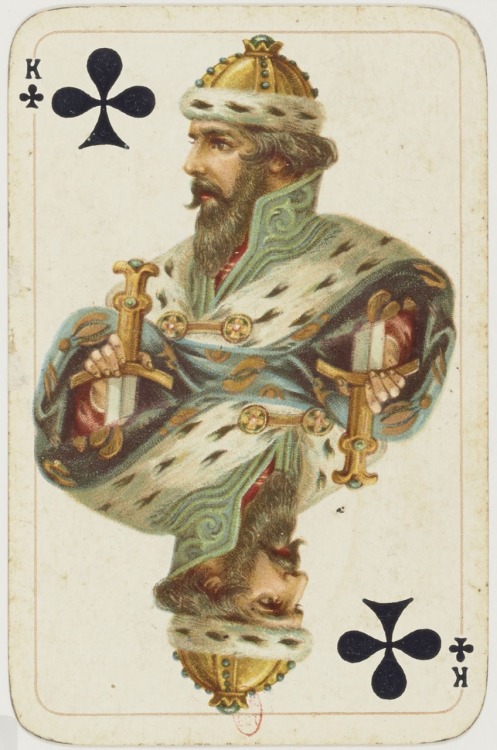 Jeu de cartes russes dit &ldquo;de la chasse&rdquo; au portrait français de fantaisie à deux têtes.E