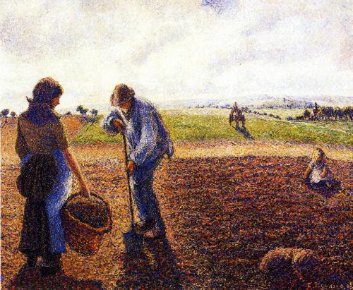 Peasants in the Field, Eragny, 1890, Camille PissarroMedium: oil,canvas
