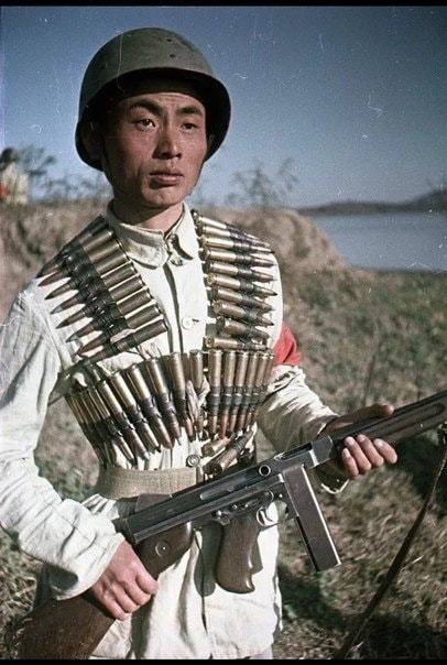 Chinese Communist Soldier with US weapons from Allied-Supplied Chinese Nationalists, Chinese Civil W