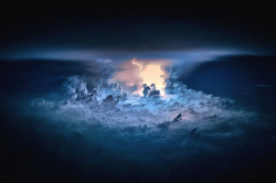 nubbsgalore:  three separate off duty commercial aviators photographed cumulonimbus clouds illuminated by flashes of lightning from their planes. otherwise known as thunderclouds, cumulonimbus are the only cloud type that can produce hail, thunder and