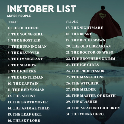 dropthedrawing:Preparing for Inktober 2017?**The prompts are now updated - I had a few double u