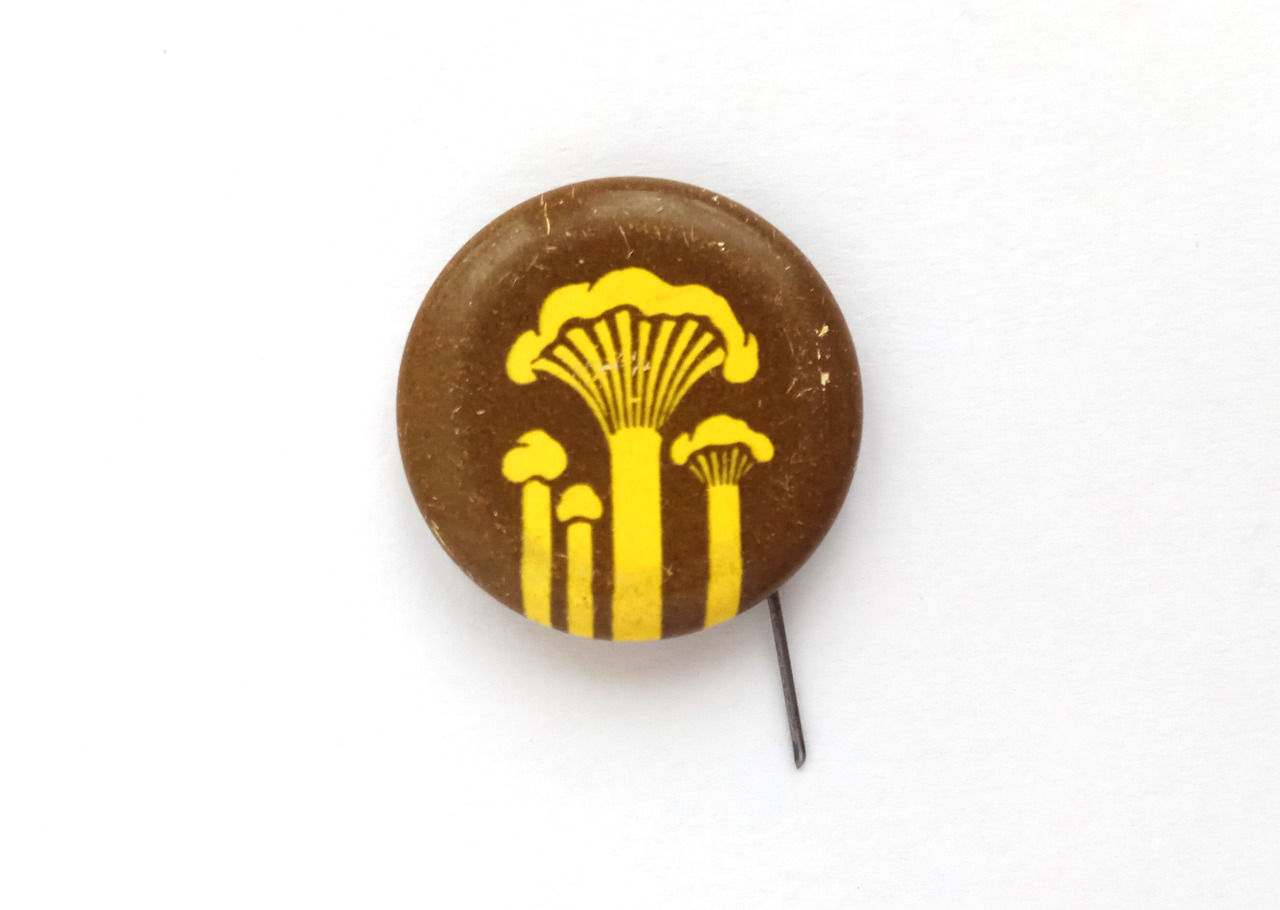 Chanterelle pinback button made in Soviet Estonia (buy here)