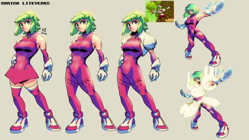 I did a kind of Marina Liteyears from Mischief Makers design sheet. Tried to maintain a sharp cel sh