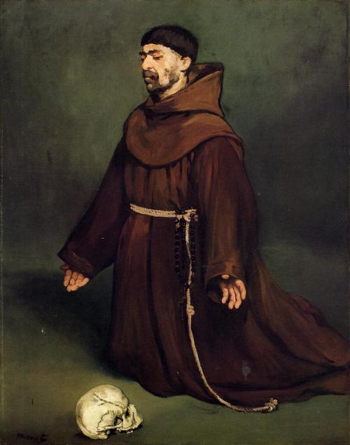 artist-manet: The monk at prayer, 1865, Édouar ManetMedium: oil,canvas