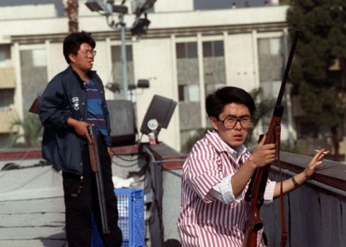 perelandra:  Korean Shop owners defending their stores from rioters in the 1992 LA Riots. “  Korean-Americans in Los Angeles refer to the event as Sa-I-Gu, meaning “four-two-nine” in Korean, in reference to April 29, 1992, which was the day the