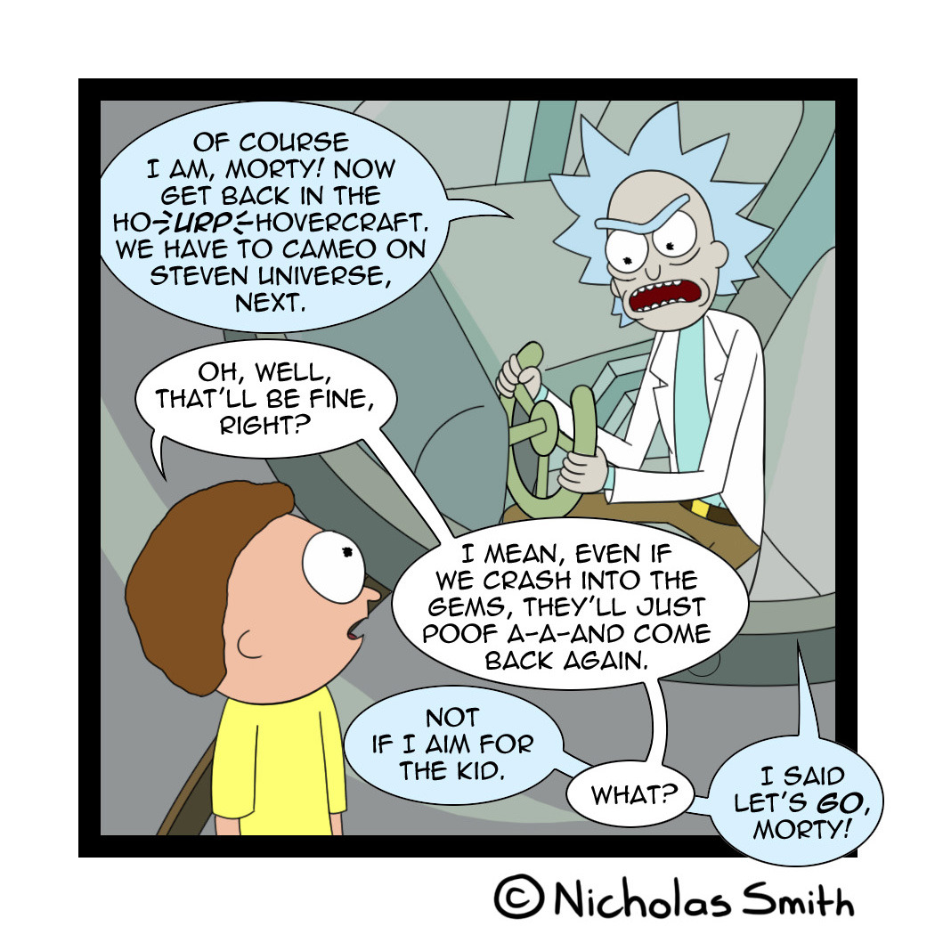 neoduskcomics:  Fandumb #76: Rick and Morty and Gravity FallsIn case you’re confused. And