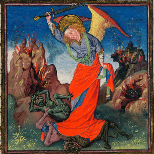 Master of Catherine of Cleves (active ca. 1435-60), ‘St. Michael Battling Demons’, &ldqu