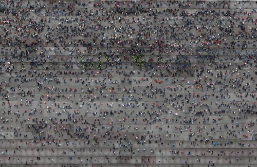 ryanpanos:  Digital Collages of People Climbing Stairs via MMM Korean artist Jiyen Lee has created a