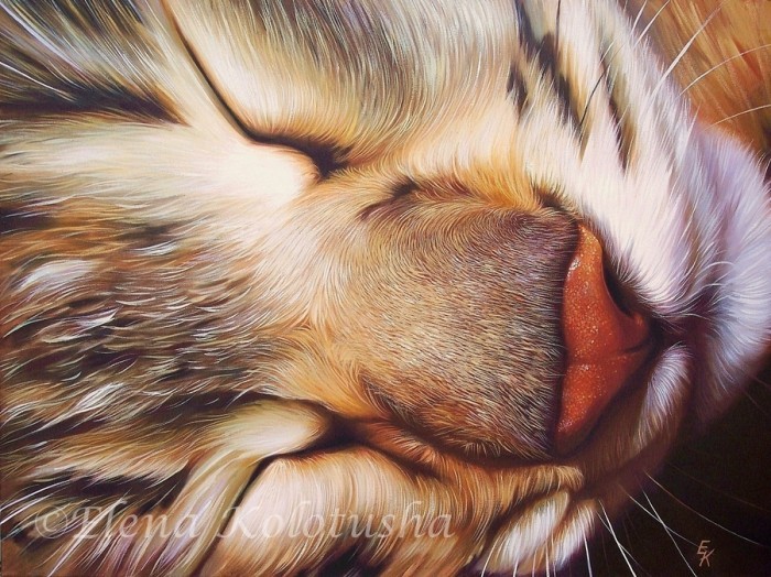 eatsleepdraw:  An incredibly realistic oil painting by Yelena Kolotusha. http://www.bluethumb.com.au/elenakolotusha/Artwork/Asleep#