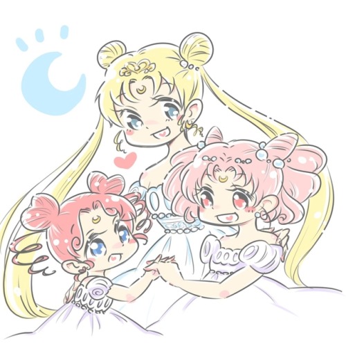 misshotaru: ♡Princess Serenity, Small Lady &amp; Chibi Chibi (Sailor Moon) Artist:  石山由木土&n