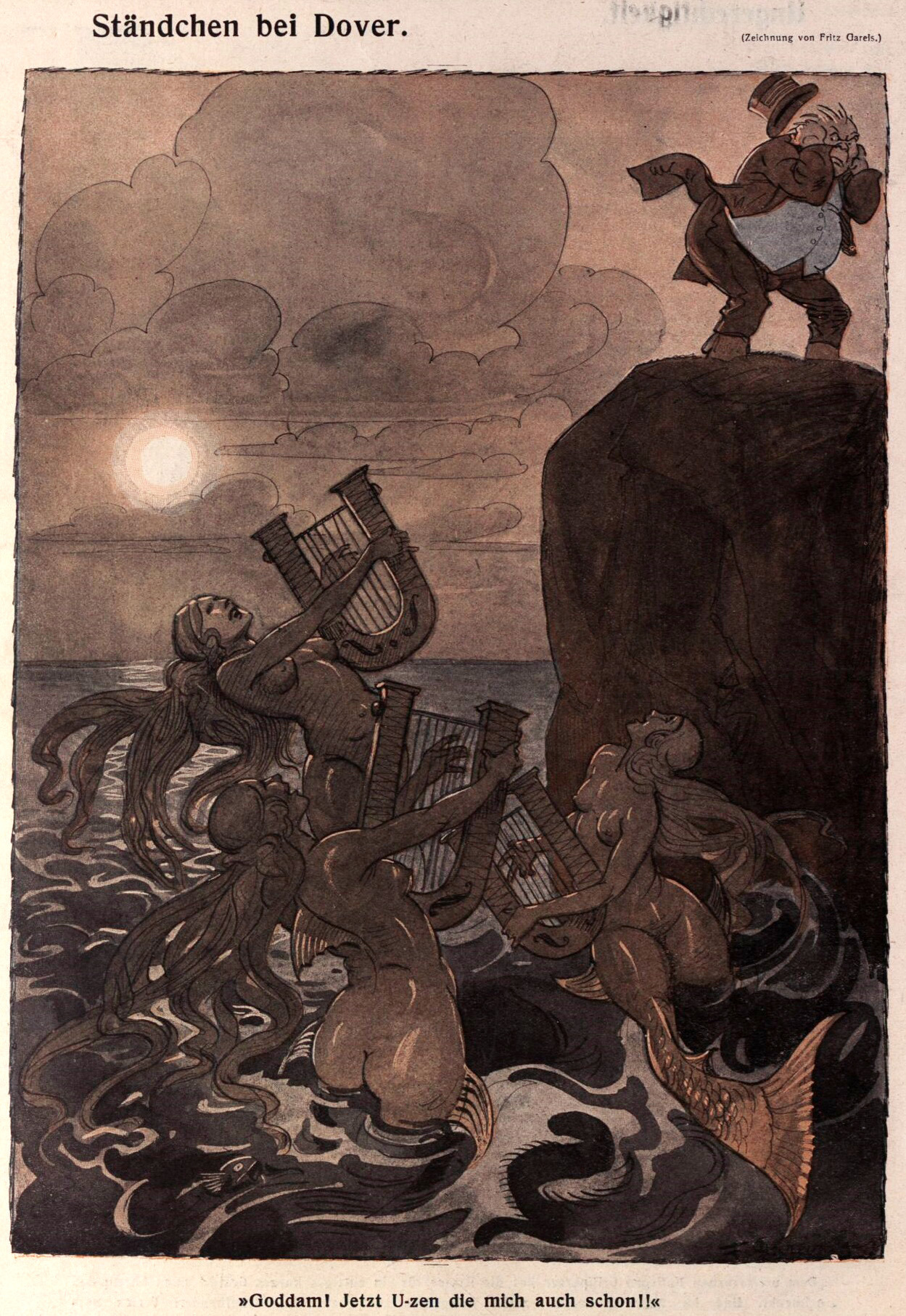Fritz Gareis (1872-1925), ’ Ständchen bei Dover’ “Die Muskete”, Aug. 31, 1916
Source