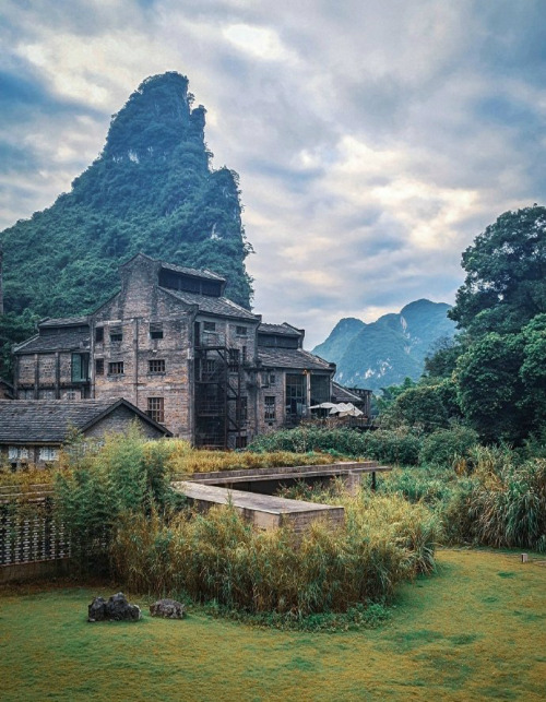 fuckyeahchinesegarden:A hotel converted from an abandoned sugar factory, Yangshuo, Guilin, Guangxi p