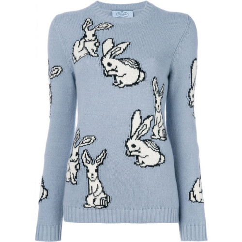 Prada rabbit intarsia knit jumper ❤ liked on Polyvore (see more retro sweaters)