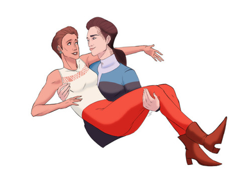 shannonsketches:Commission for @wayfarers-all-221 of Dax and Kira from Star Trek: Deep Space Nine!