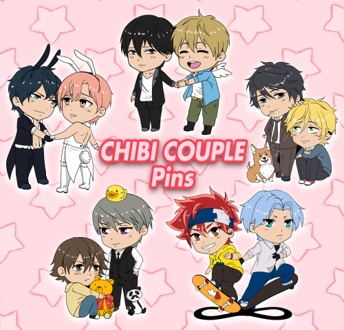 CHIBI COUPLE PINS- PREORDER I will start a a pre order for these cutie chibi designs soon ^^&nb