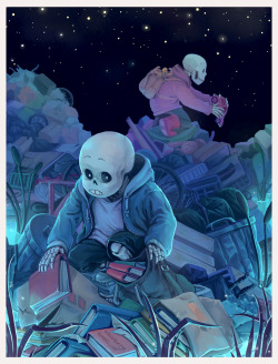 takitheking:  Yay, i finished it! I like the idea of how Skelekids finds physics books and other treasures in a garbage dump.  Also, tip for a future me: drawing piles of garbage is tedious as hell. Don’t do that.  