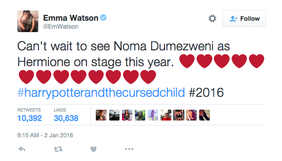 buzzfeeduk:  Emma Watson Has Finally Responded To Noma Dumezweni Being Cast As Hermione