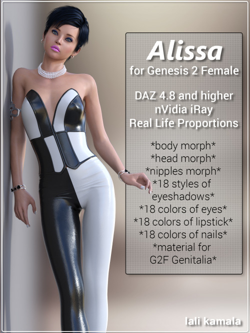I presents my first female character for DAZ3D Studio.Alissa is a new high quality custom character 