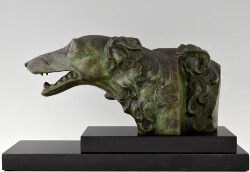 morbidesque:French Art Deco Bronze Borzoi Sculpture - G.H. Laurent, 1930