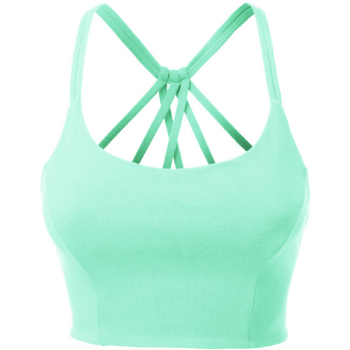 LE3NO Womens Fitted Halter Cut Out Back Bralette Crop Top ❤ liked on Polyvore (see more cutout crop 