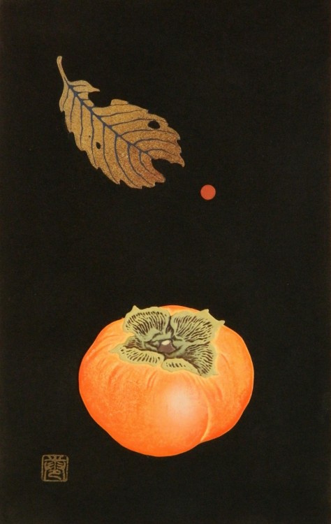 jareckiworld:Haku Maki  (1924-2000) — Persimmon  (woodblock, 1990)