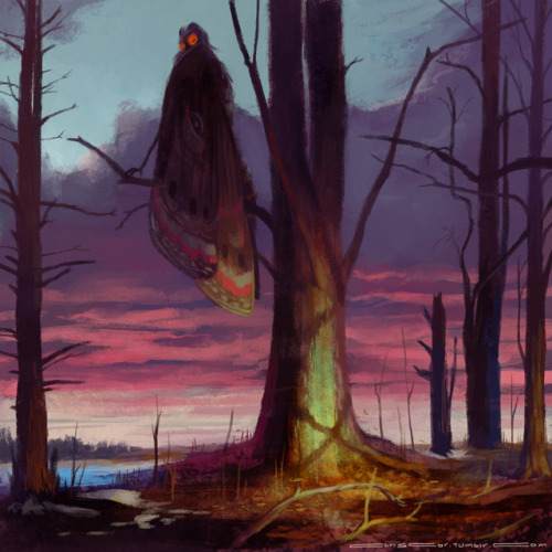 chriscyr: Drawcember Cryptid02 - Mothman  “Waxing, waning. The seasons pass, giving way to warmth, a