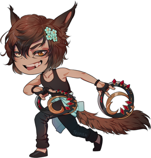 I’ve been practicing a more polished chibi style and I love how these came out aaaaaMy miqo X’ara an