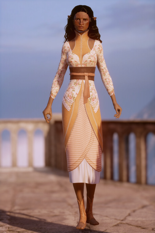 cullenvhenan: Hey all! I made a retexture for the alienage elf dress. This is meant to be used with 