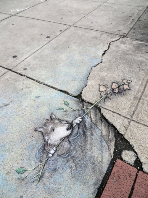 itscolossal:  David Zinn’s Quirky Chalk and Charcoal Characters on the Streets of Ann Arbor