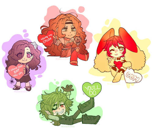 I drew all of my d&amp;d characters with sweethearts, for (Late) Valentines Day! (Top) Freya, my