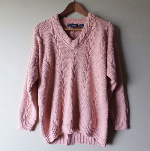littlevisionsthrift: 80s heavy cotton/ramie cable knit sweater. Size M. LittleVisionsThrift.etsy.com