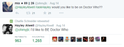 robotchallenger:  Hayley Atwell as the 13th Doctor and Maisie Williams as her companion would be SPECTACULAR. They don’t feel like Moffat characters though, who would you want to be their showrunner?